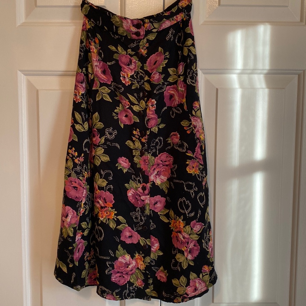 Vintage Floral Button Down Skirt